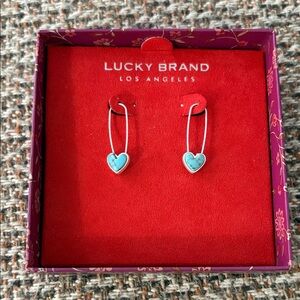 Lucky Brand Silver tone and Blue Turquoise Heart Earrings